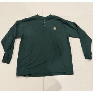 Carhartt Men's XL Green Long Sleeve 1/4 Button Pocket Shirt